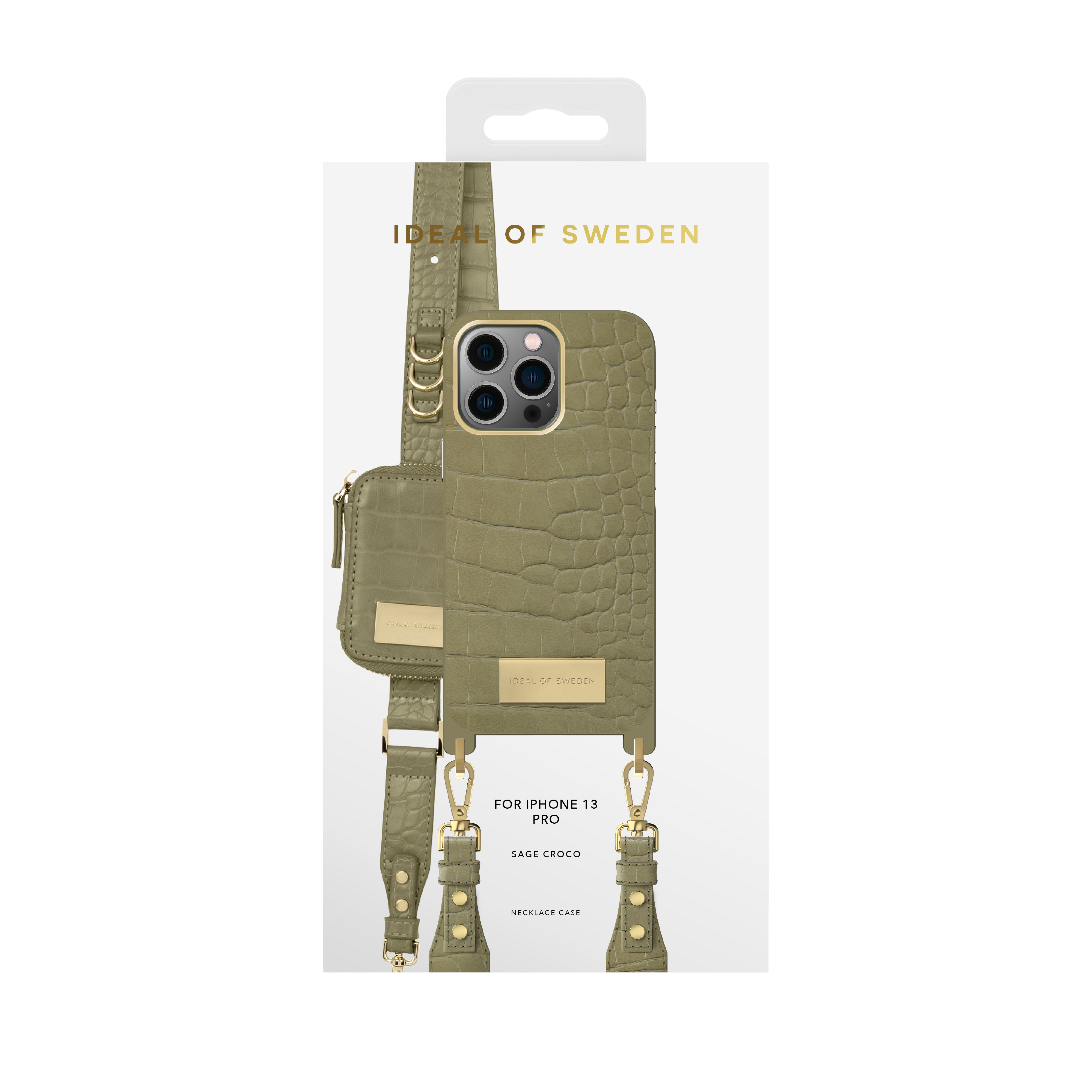 iPhone 13 PRO iDeal Of Sweden Atelier Necklace nugarėlė Sage Croco - Image 5