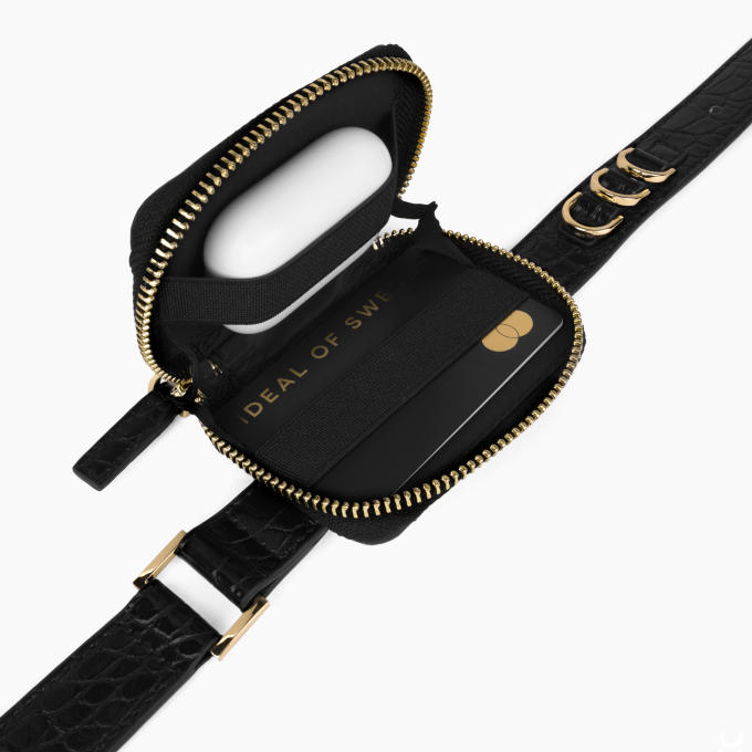 iPhone 13 iDeal Of Sweden nugarėlė su grandinėle Black Croco