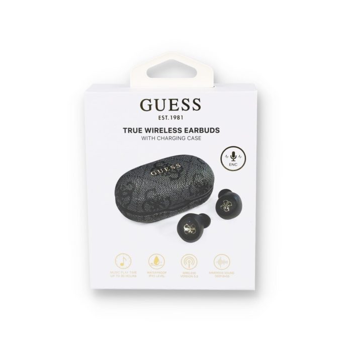Bluetooth ausinės black GUESS 4G Metal GUTWSP4EGK