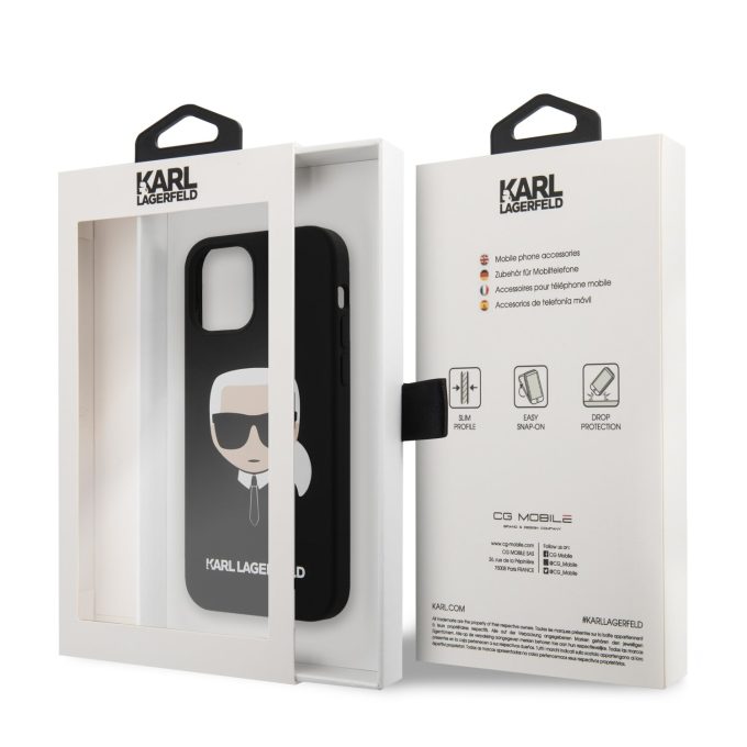 iPhone 12 MINI juoda KARL LAGERFELD nugarėlė KLHCP12SSLKHBK