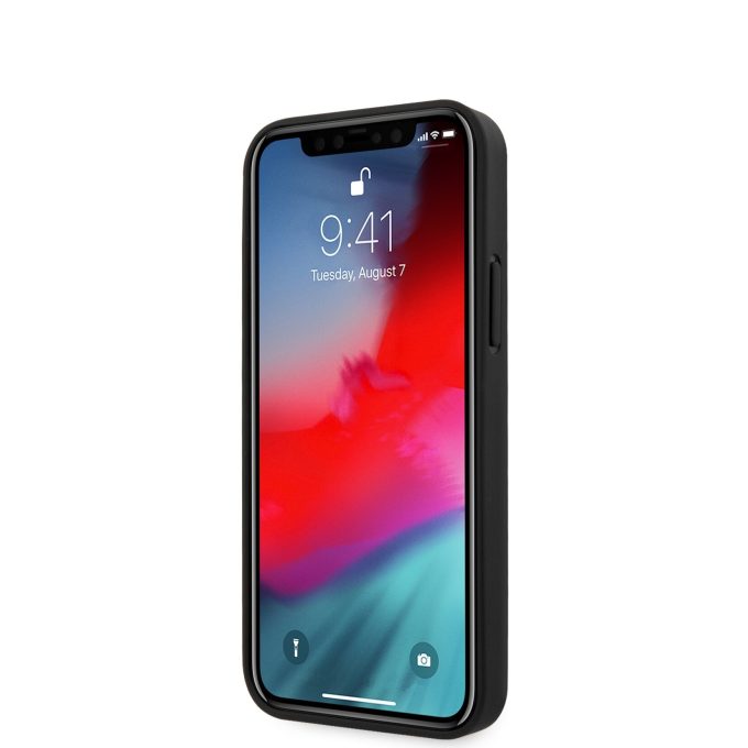 iPhone 12 MINI raudona GUESS nugarėlė GUHCP12SVSATMLRE
