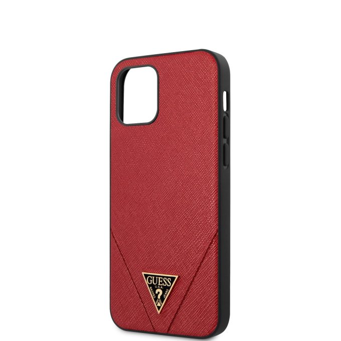 iPhone 12 MINI raudona GUESS nugarėlė GUHCP12SVSATMLRE