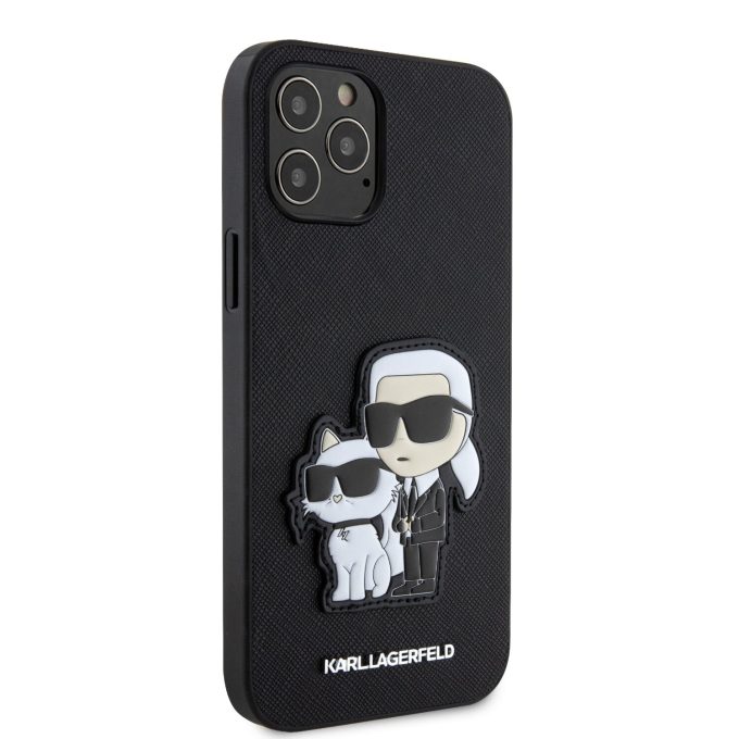 iPhone 12 PRO MAX black NFT Saffiano Karl&Choupette KARL LAGERFELD nugarėlė