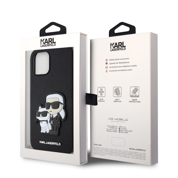 iPhone 12 PRO MAX black NFT Saffiano Karl&Choupette KARL LAGERFELD nugarėlė
