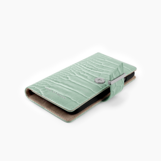 iPhone 12 PRO MAX iDeal Of Sweden dėklas Wallet Mint Croco