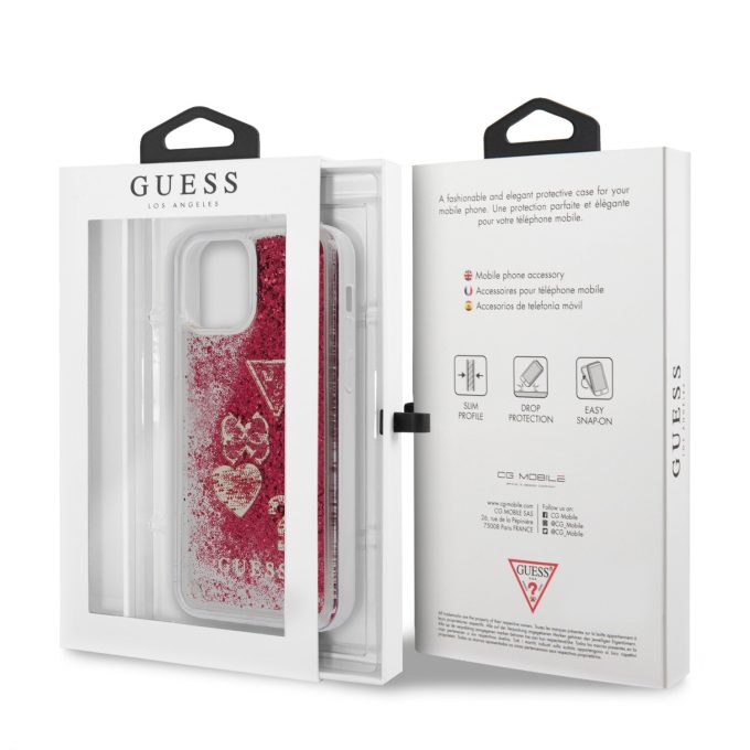 iPhone 12 Pro Max raudona GUESS nugarėlė GUHCP12LGLHFLRA