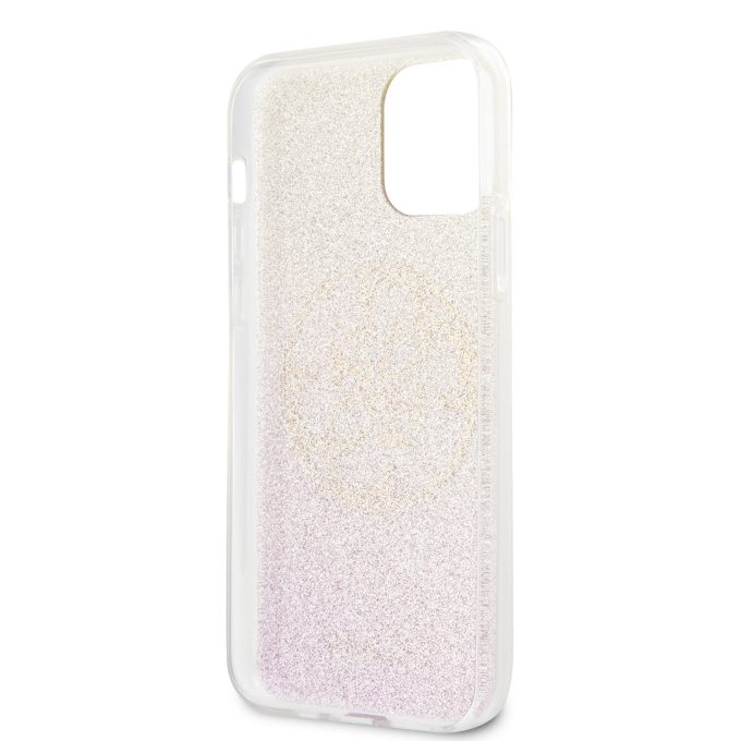 iPhone 12 Pro Max rausva glitter GUESS nugarėlė GUHCP12LPCUGLPGG