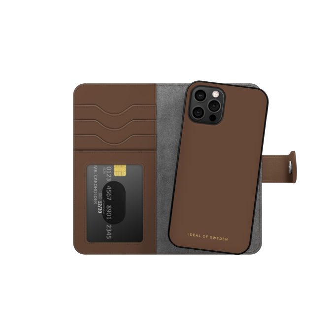 iPhone 12/12 PRO iDeal Of Sweden dėklas Magnet Wallet+ Dark Brown