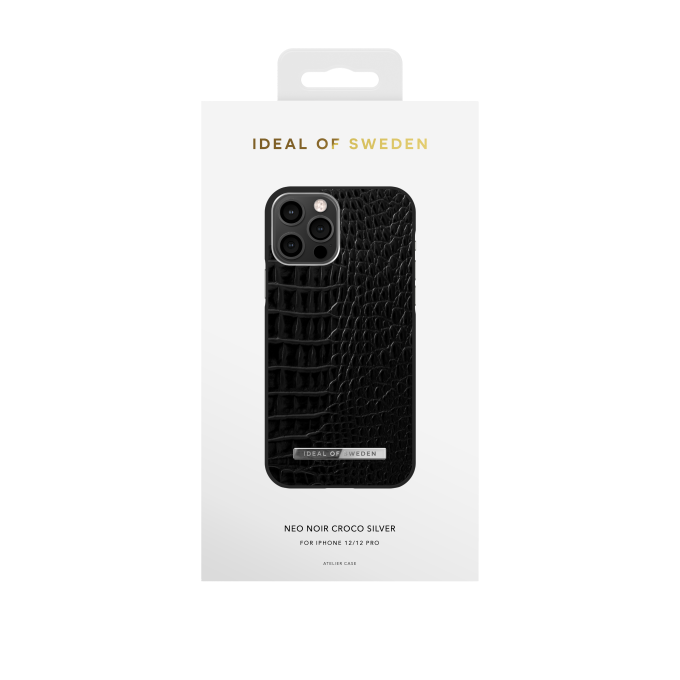 iPhone 12/12 PRO iDeal Of Sweden nugarėlė Neo Noir Croco Silver