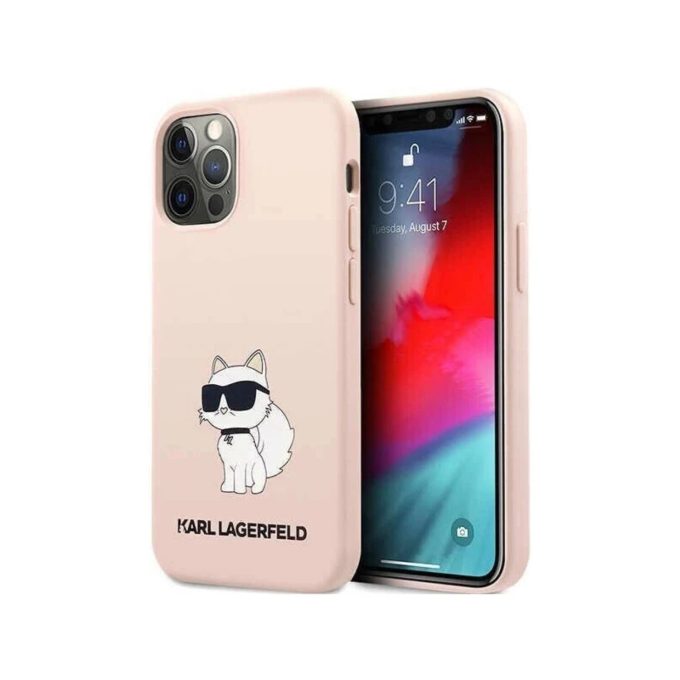 iPhone 12/12 PRO pink NFT Liquid Silicone KARL LAGERFELD nugarėlė