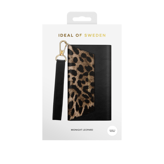 iPhone 13 PRO MAX/12 PRO MAX iDeal Of Sweden dėklas Cassette Clutch Midnight Leopard