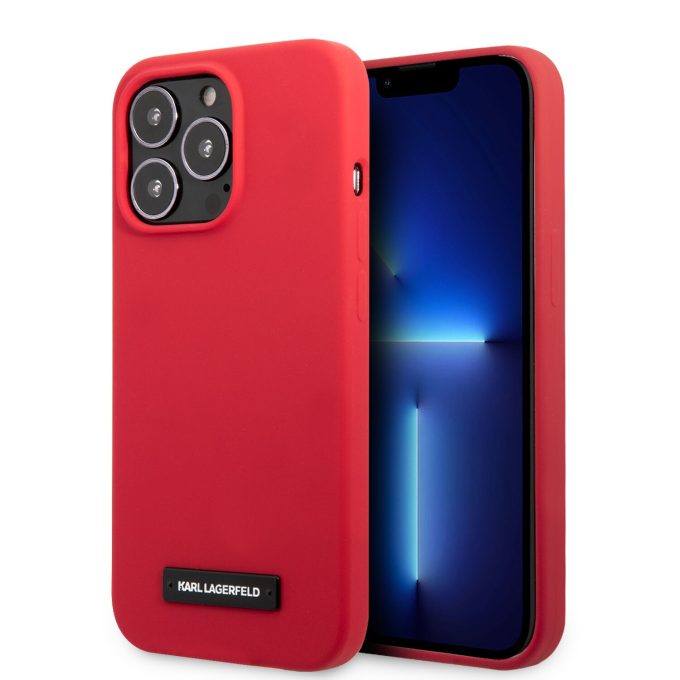iPhone 13 PRO raudona KARL LAGERFELD nugarėlė KLHCP13LSLMP1R