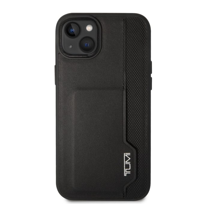 iPhone 14 PLUS black TUMI Leather W/ Vertical Card Slot nugarėlė