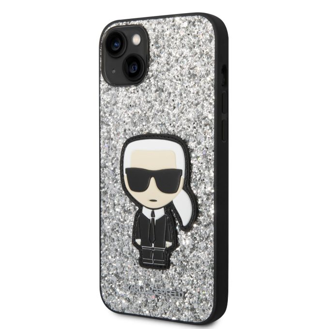 iPhone 14 PLUS sidabro sp. glitter KARL LAGERFELD nugarėlė KLHCP14MGFKPG