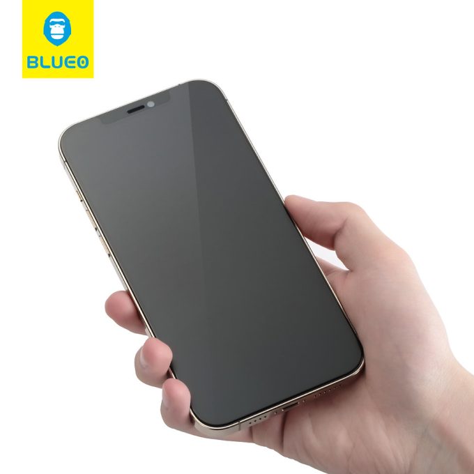 iPhone 14 PRO black pilnas Mr.Monkey 5D PRIVACY MATTE stiklas