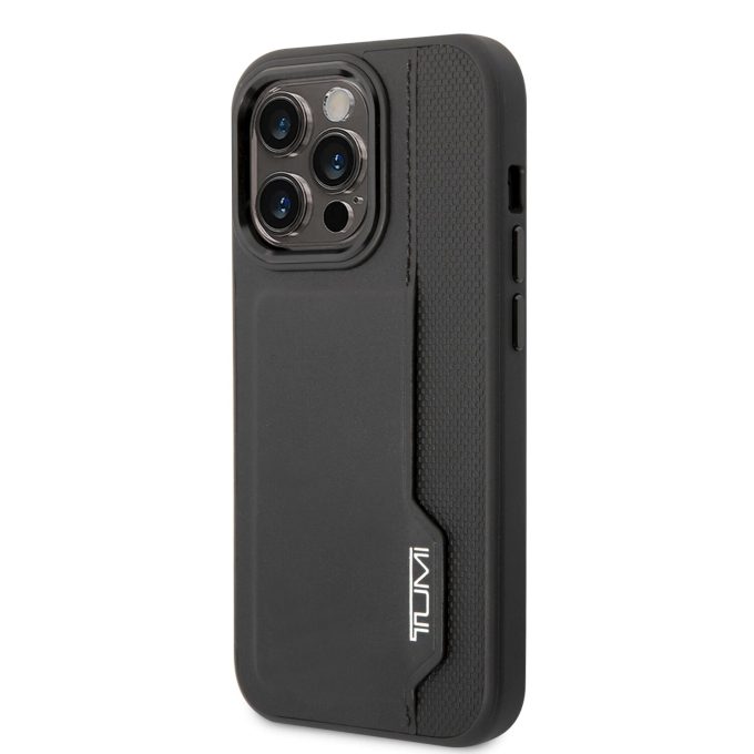 iPhone 14 PRO black TUMI Leather W/ Vertical Card Slot nugarėlė