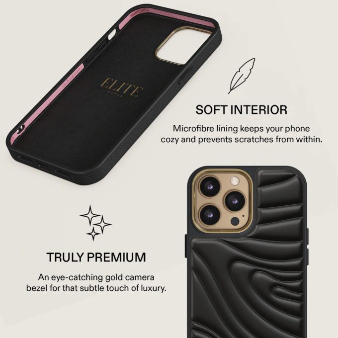 iPhone 14 PRO MAX Elite Puffy Gold Midnight BURGA nugarėlė