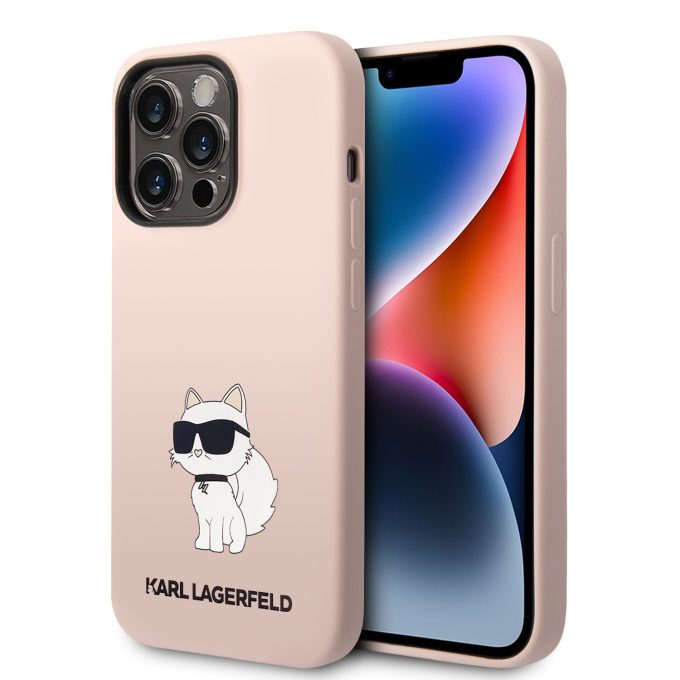 iPhone 14 PRO MAX pink NFT Liquid Silicone KARL LAGERFELD nugarėlė