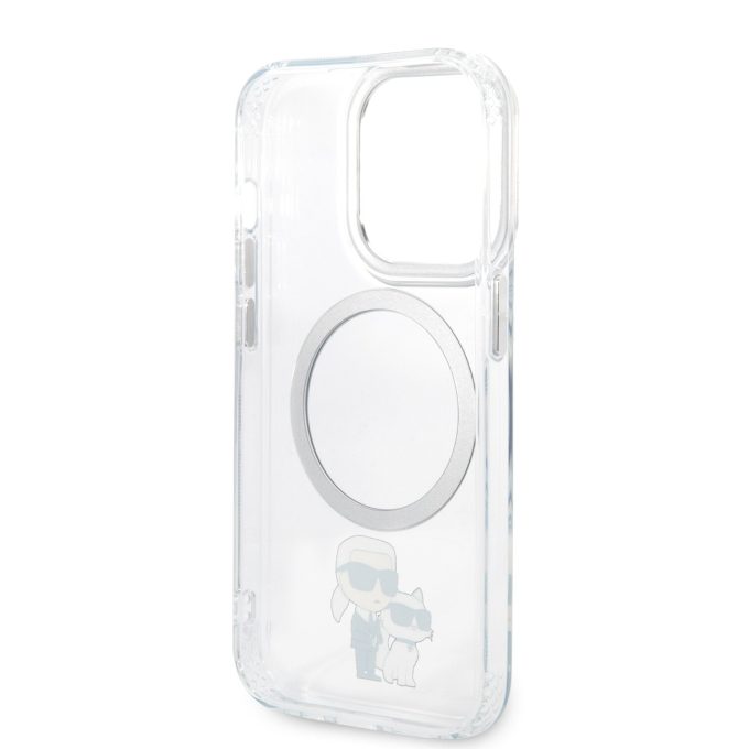 iPhone 14 PRO MAX transparent + silver Magsafe KARL LAGERFELD nugarėlė