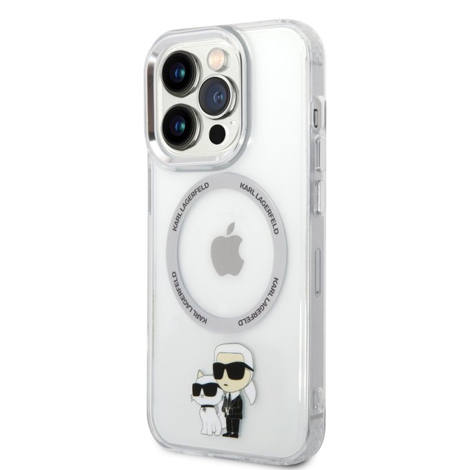 iPhone 14 PRO MAX transparent + silver Magsafe KARL LAGERFELD nugarėlė