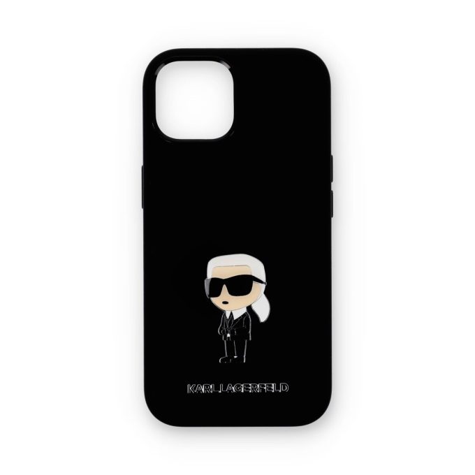 iPhone 15 / 14 / 13 black Metal Ikonik KARL LAGERFELD nugarėlė