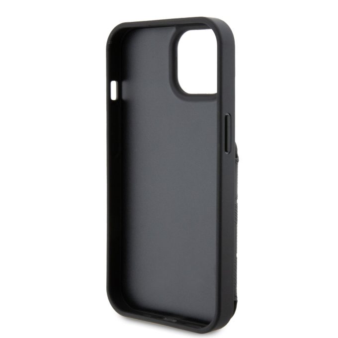iPhone 15 / 14 / 13 black Saffiano Cardslots and Stand Monogram KARL LAGERFELD nugarėlė