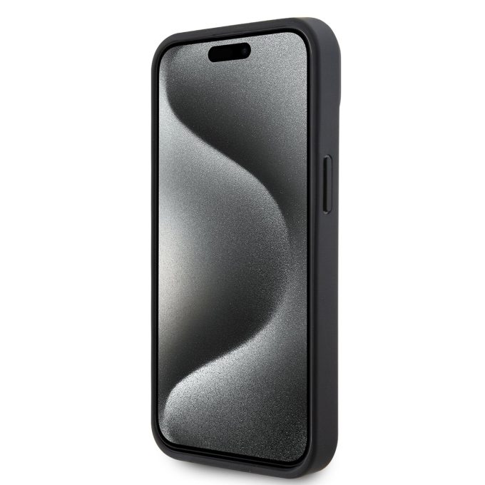 iPhone 15 / 14 / 13 black Saffiano Cardslots RSG 3D Logo KARL LAGERFELD nugarėlė