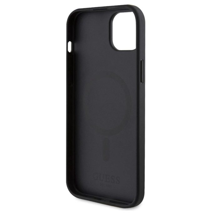iPhone 15 / 14 / 13 black Saffiano MagSafe GUESS nugarėlė