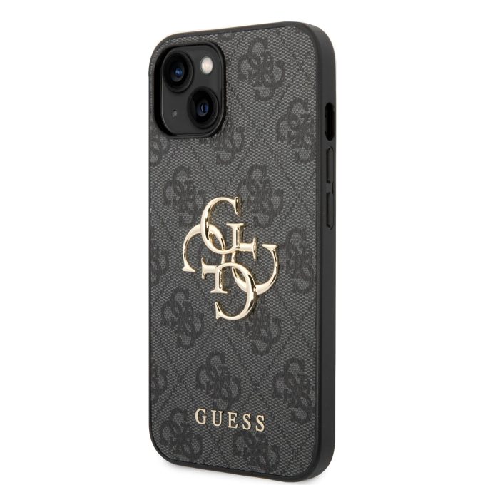 iPhone 15 / 14 / 13 grey Metal Logo GUESS nugarėlė