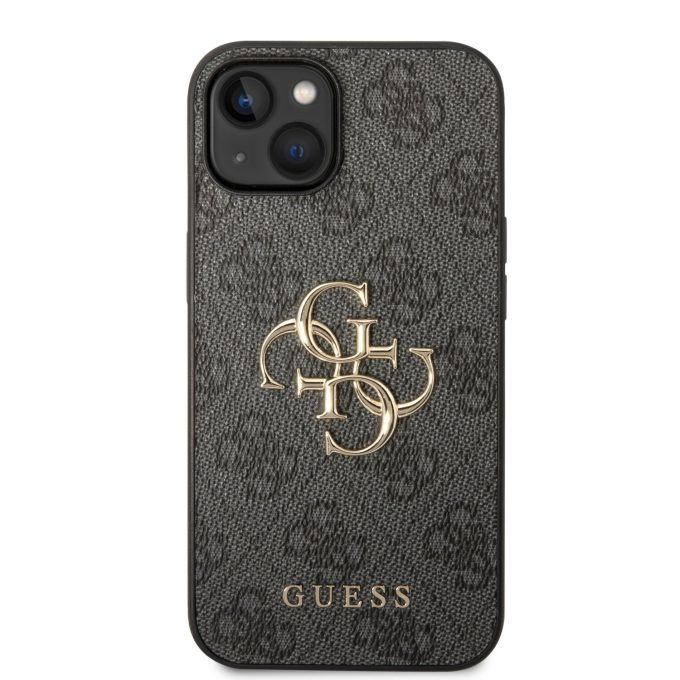 iPhone 15 / 14 / 13 grey Metal Logo GUESS nugarėlė