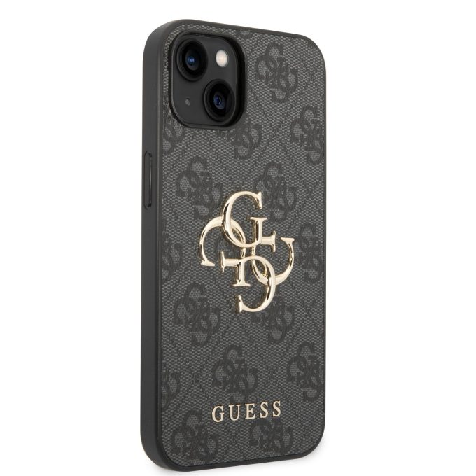 iPhone 15 / 14 / 13 grey Metal Logo GUESS nugarėlė