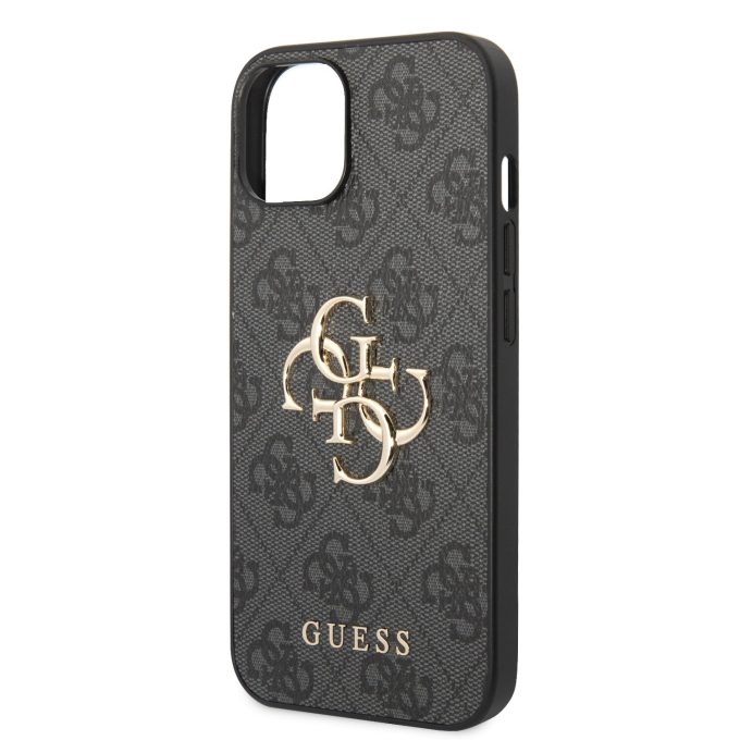 iPhone 15 / 14 / 13 grey Metal Logo GUESS nugarėlė
