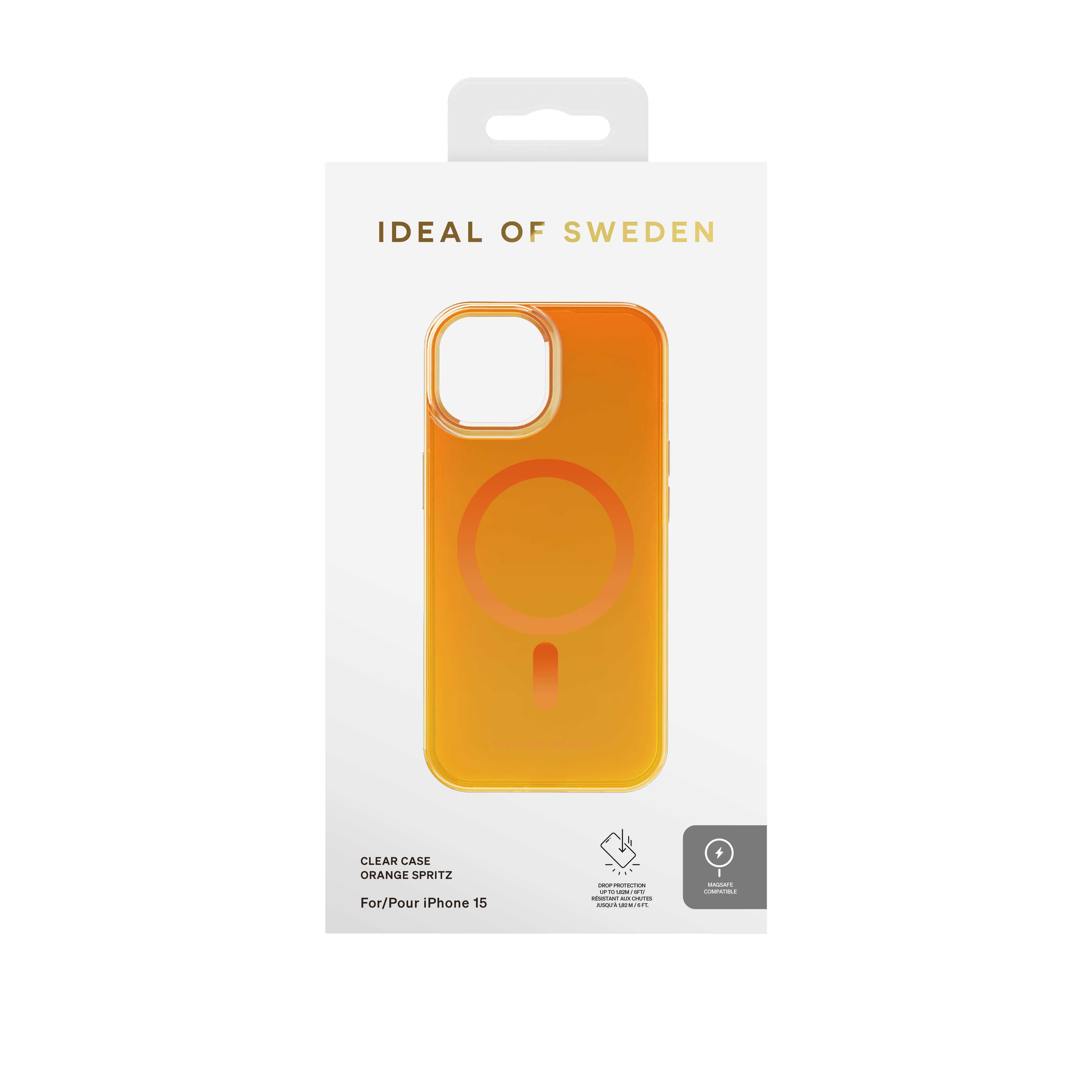 iPhone 15 iDeal Of Sweden Clear MagSafe nugarėlė Orange Spritz - Image 3