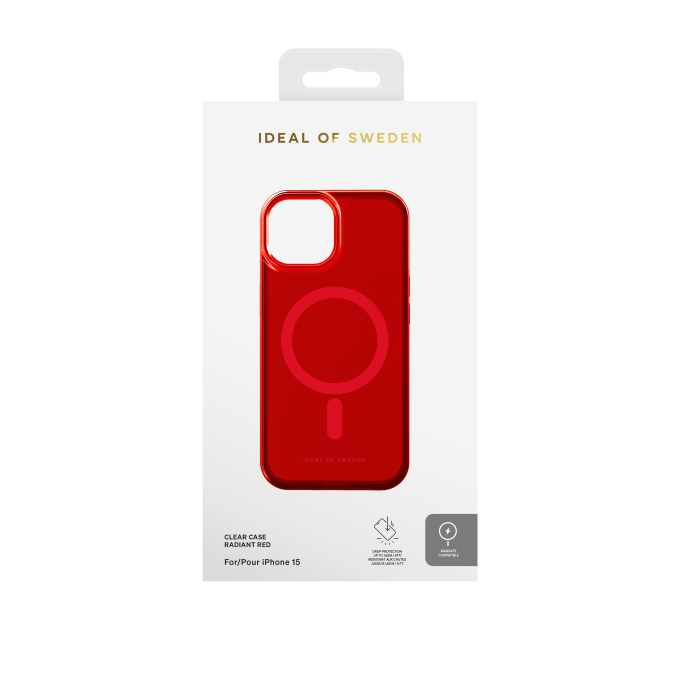 iPhone 15 iDeal Of Sweden Clear MagSafe nugarėlė Radiant Red