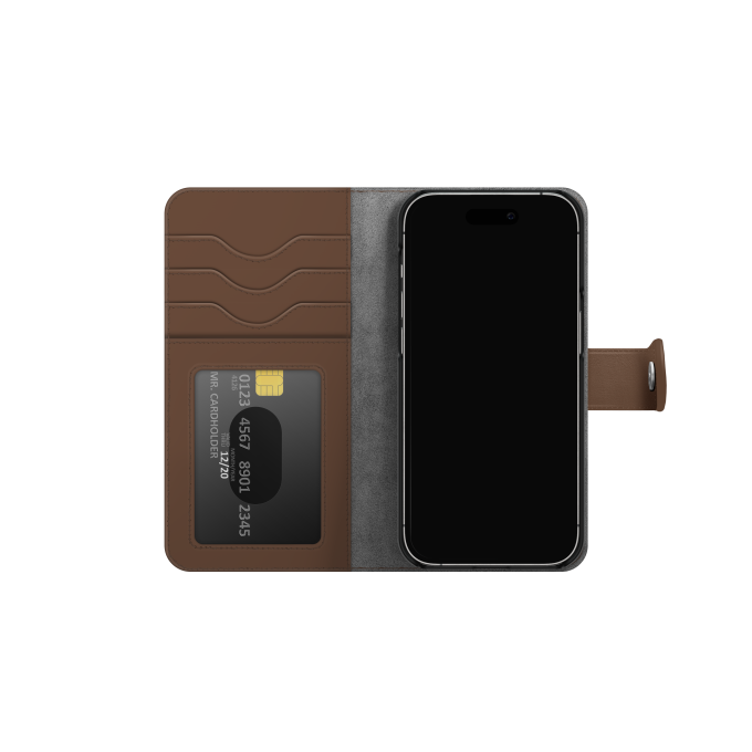 iPhone 15 iDeal Of Sweden dėklas Magnet Wallet+ Dark Brown