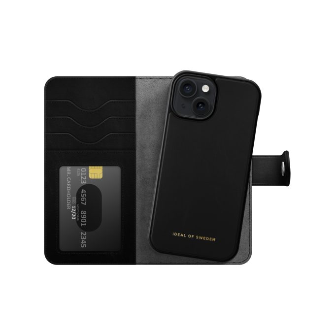 iPhone 15 iDeal Of Sweden dėklas MagSafe Magnet Wallet+ Black
