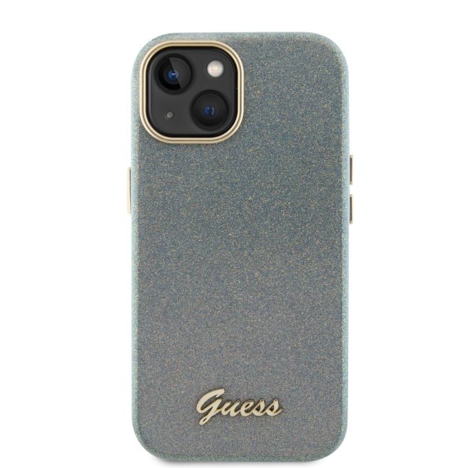 iPhone 15 / 14 / 13 khaki Glitter Glossy Script GUESS nugarėlė