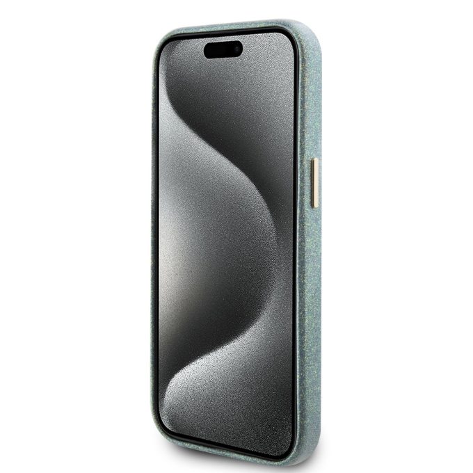 iPhone 15 / 14 / 13 khaki Glitter Glossy Script GUESS nugarėlė