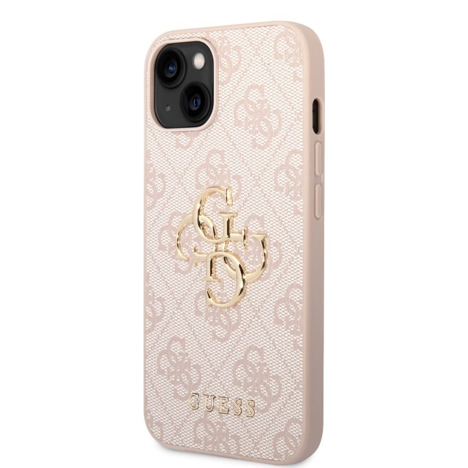 iPhone 15 / 14 / 13 pink Metal Logo GUESS nugarėlė