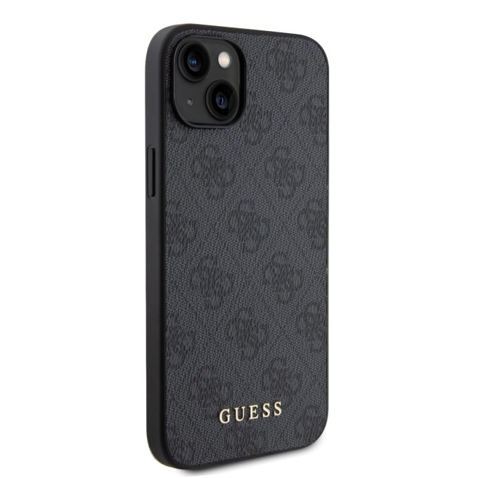 iPhone 15 PLUS grey Metal Gold Logo GUESS nugarėlė