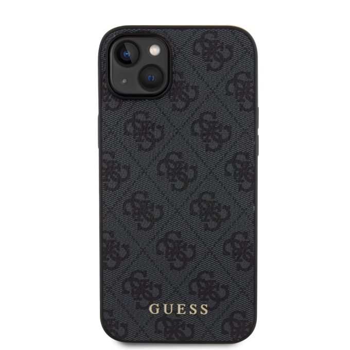 iPhone 15 PLUS grey Metal Gold Logo GUESS nugarėlė
