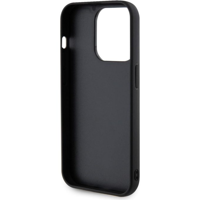 iPhone 15 PRO black PU Quilted Metal Logo GUESS nugarėlė