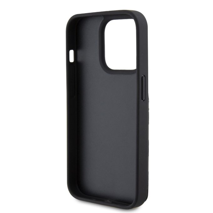 iPhone 15 PRO black Saffiano Cardslots and Stand Monogram KARL LAGERFELD nugarėlė