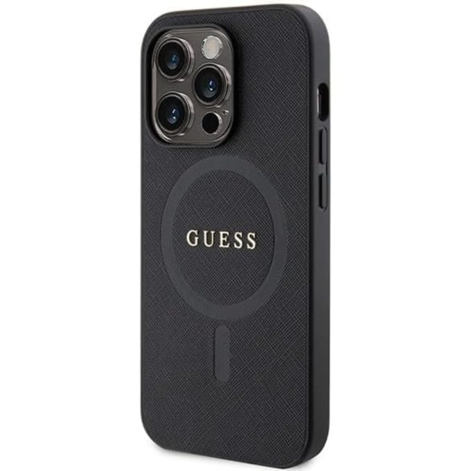 iPhone 15 PRO black Saffiano MagSafe GUESS nugarėlė