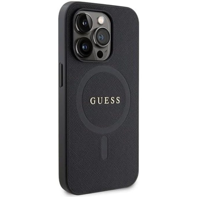 iPhone 15 PRO black Saffiano MagSafe GUESS nugarėlė