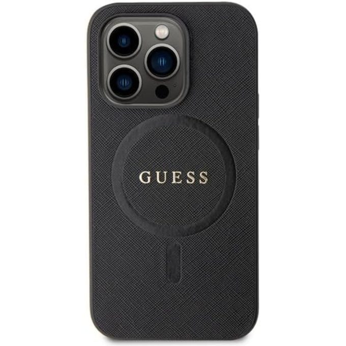 iPhone 15 PRO black Saffiano MagSafe GUESS nugarėlė