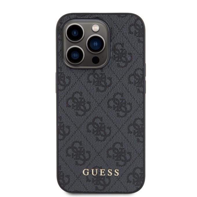 iPhone 15 PRO grey Metal Gold Logo GUESS nugarėlė