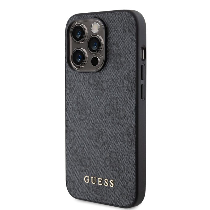 iPhone 15 PRO grey Metal Gold Logo GUESS nugarėlė