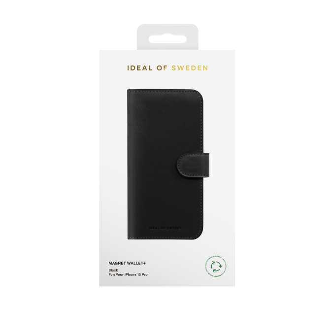 iPhone 15 PRO iDeal Of Sweden dėklas Magnet Wallet+ Black