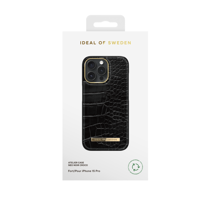 iPhone 15 PRO iDeal Of Sweden nugarėlė Neo Noir Croco